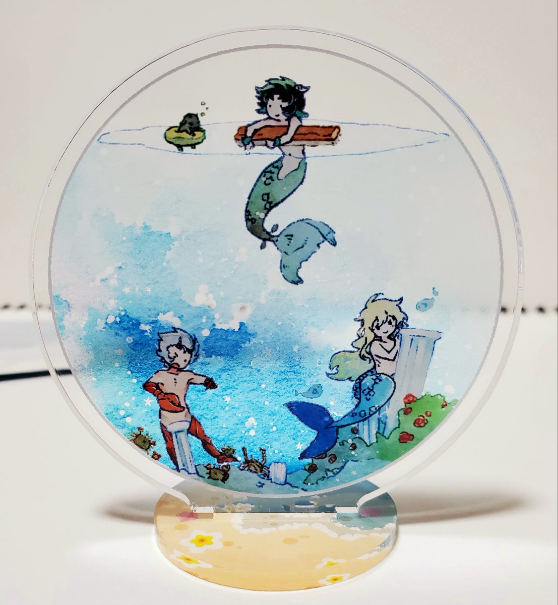 PPotohu's tweet photo. 水槽風🦀🐐🐟アクスタ
届いたー！

水の色は完璧！
みんなの顔色がいい感じに悪いのもいいね😂

ちょびっとだけ余分に作った分を後日boothに置いときますー https://t.co/kawg6jiLfF