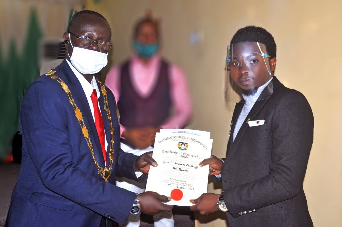 DrDimejiTijani's tweet photo. YOUR DUDE IS CHARTERED!!! #CharteredAdministrator
#Administration #MCIA

I was pleased to be inducted to the Professional Membership Grade of FULL MEMBER of CHARTERED INSTITUTE OF ADMINISTRATION. 

Adm. TIJANI MUHAMMED OLADIMEJI, MCIA https://t.co/hViE77tvqT