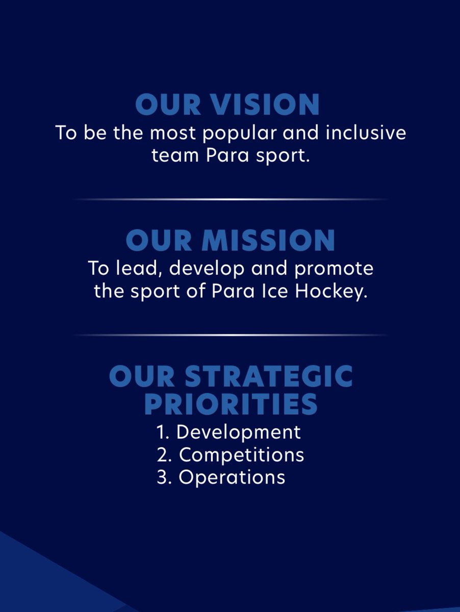 paraicehockey's tweet photo. Let’s grow #ParaIceHockey together! 

We are so excited to reveal our new VISION and MISSION statements, along with our three strategic priorities for the next few years.

Check out the new World Para Ice Hockey Strategic Plan 👉 https://t.co/BqXjzaWbem https://t.co/fpkwbTdSSf