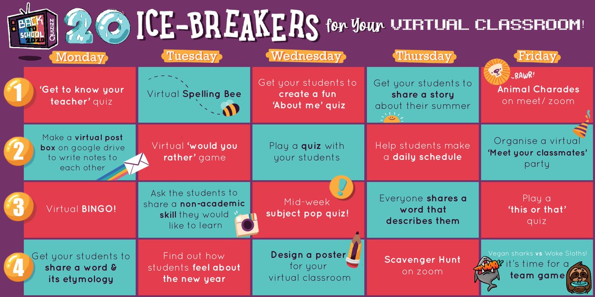 waygroundai's tweet photo. 2⃣0⃣ ✨ ICEBREAKERS ✨ that are fun for any classroom! 🌈🦄

Getting to know everyone is one of the best things about the first few weeks of school! 💜

Download a high-res print version here ➡️ https://t.co/TPg4RTBZg9 https://t.co/FAT44XKmAc