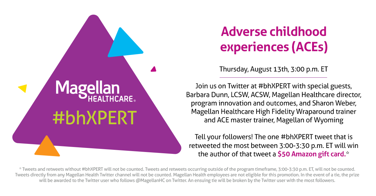 MagellanHC's tweet image. Today&apos;s the day! Join the upcoming Magellan Healthcare #bhXPERT Twitter chat! 

Visit our website for the discussion questions we&apos;ll ask during this month&apos;s Twitter chat and more on how to participate: buff.ly/39HYieC #ACES #ACEinterface #traumainformed #ACEinformed