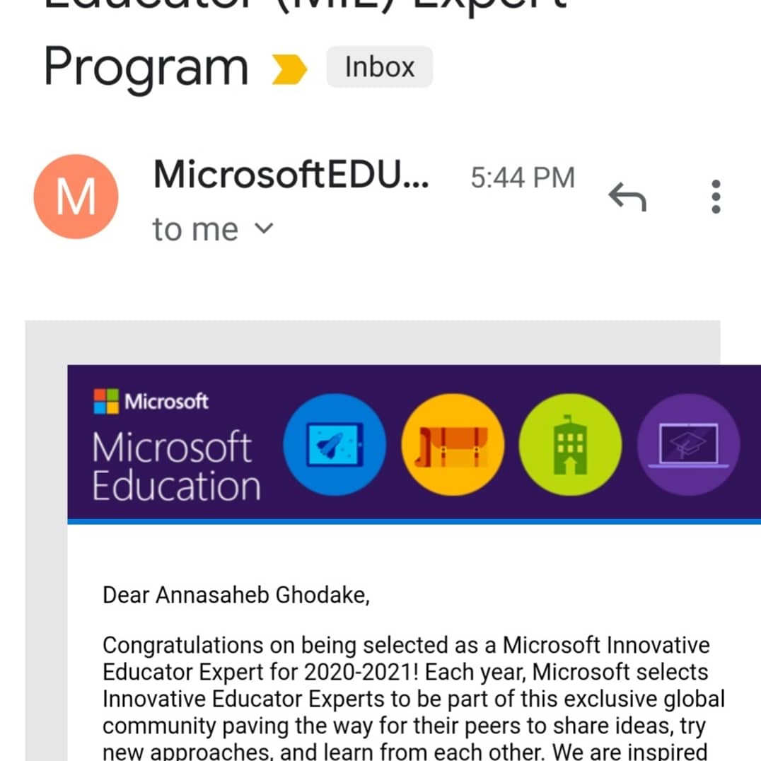 AnnaGhodake's tweet photo. Excited to be selected as an #MIE #Expert  for #2020-2021 and so excited to be part of the wonderful community. 
Thank you  #MicrosoftEdu #MIEExpert
#Navdeep_Kaur_Kular

Anthony Salcito Vice President, Microsoft Education

#Christina_Thoresen,

#Sonja_Delafosse, https://t.co/NXEi8apQKT
