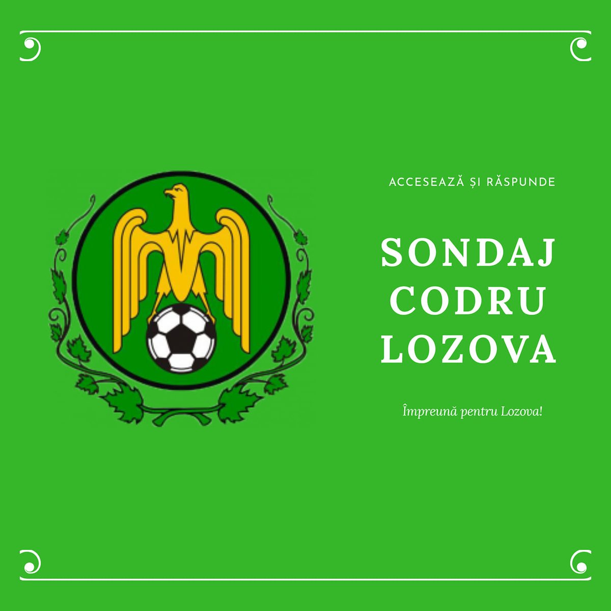 CSCodru's tweet photo. 🔰 Codru Lozova a elaborat un SONDAJ DE OPINIE la care pot lua parte abonații rețelelor de socializare din localitatea Lozova.
➡️ Accesați această adresă, răspundeți la toate întrebările și la final alegeți opțiunea de a trimite sondajul 👉
https://t.co/Q4ZFNhqshd https://t.co/Icfiu3r1Fo