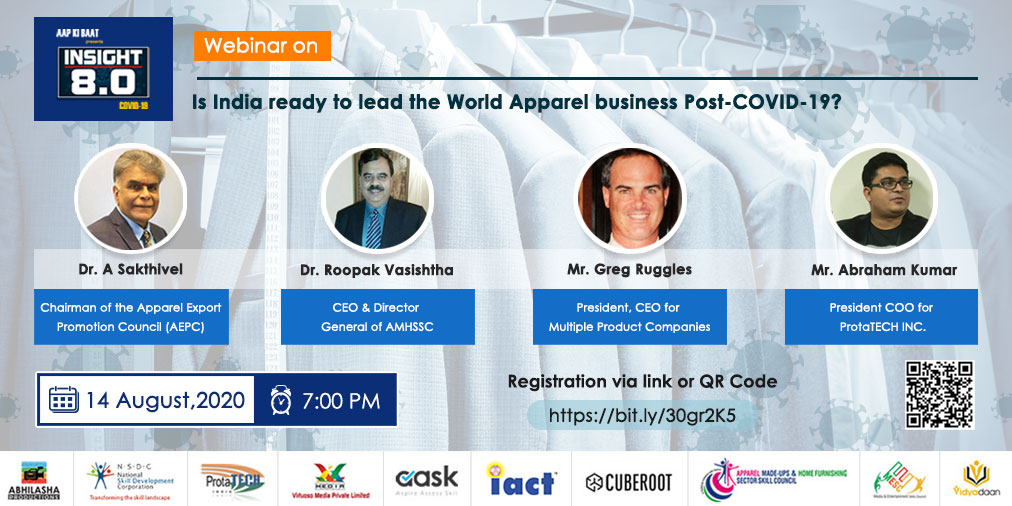 DDAapKiBaat's tweet photo. Do join us to hear our National & International Experts, as they will share their perspectives on the topic "Is India ready to lead the World Apparel business post COVID-19?", tomorrow at 7:00PM (IST)
Registration link https://t.co/riYdipp0vd or scan QR code
#INSIGHT8 #AKBWebinar https://t.co/DsBOPkiyrK