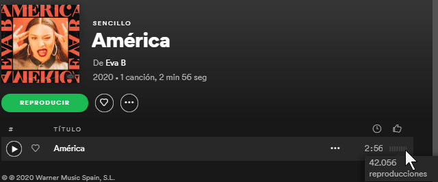 umcasira's tweet photo. EvaB @SoyEvaOT2020 
América

Debut en Spotify con 42´056 streams (dato dificil de comparar ya que salió a las 19h y no a la medianoche como suele ser).

Y ya ha pasado los 410k views en Youtube con un muy buen arranque.
https://t.co/EggiEbKN92

#PostOT13A https://t.co/oHWYybzOcY