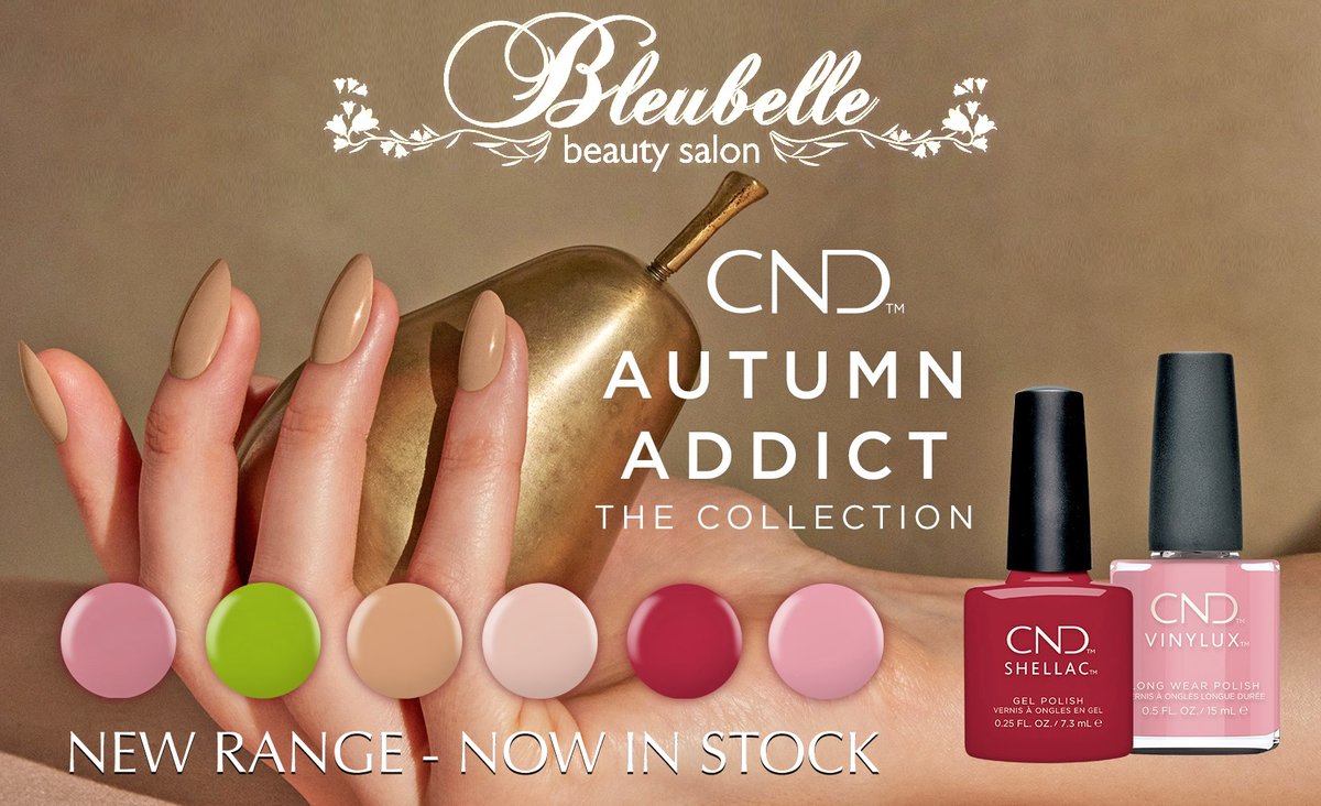BleubelleBeauty's tweet photo. NOW IN STOCK
NEW COLOUR COLLECTION from CND
AUTUMN ADDICT

Pacific Rose - A sweet rosy pink
Gala Girl - A classic nude with a lush touch
Sweet Cider - A freshly mulled light brown
Fuji Love - A juicy mauve-nude
Cherry Apple - A rich, deep red
Crisp Green - A savoury vibrant green https://t.co/o6BvbZRJ1Z