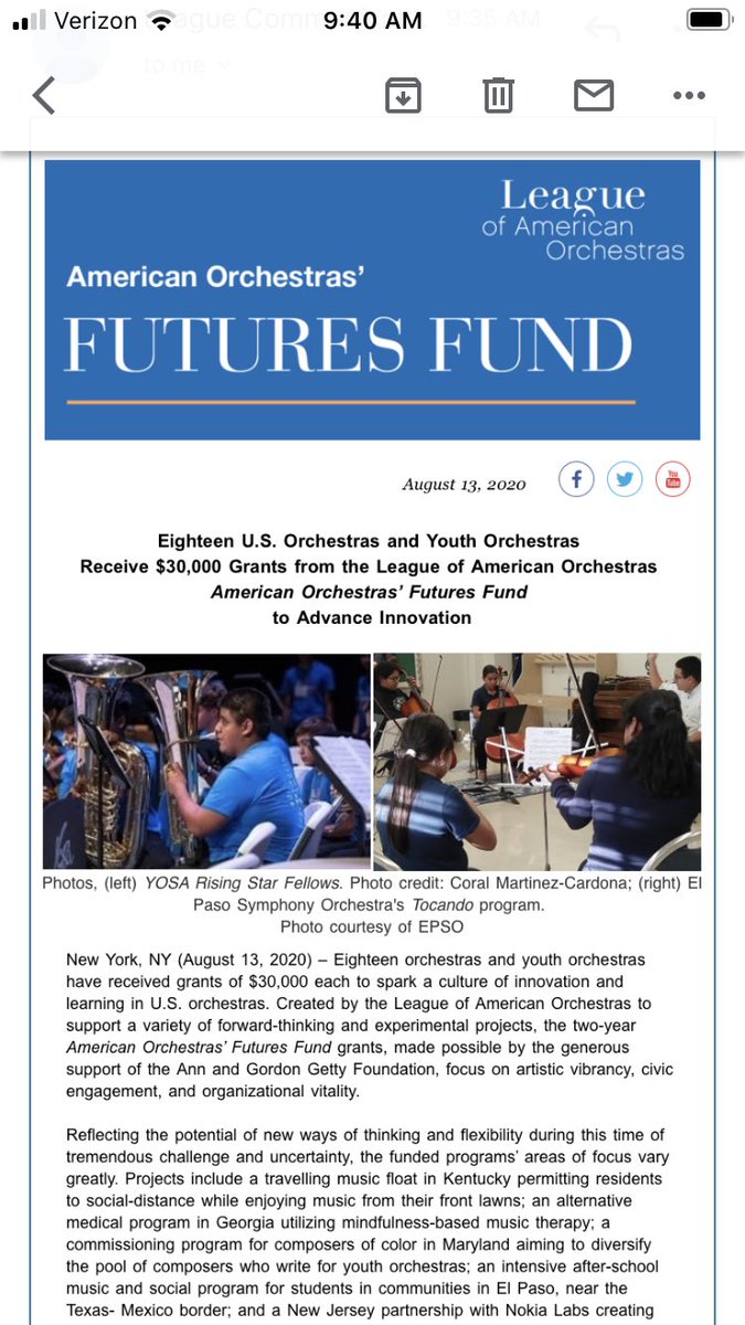 jhowardross's tweet photo. Big news for the @augustasymphony: the ensemble snagged a $30k grant from the @OrchLeague for its music therapy project. https://t.co/WloLERU1Bf