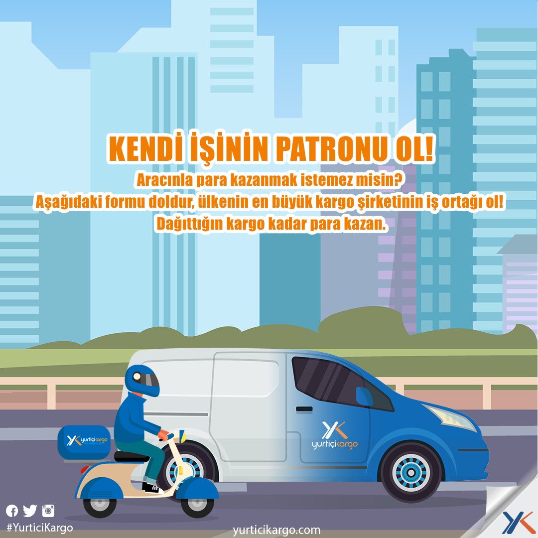 yurtici kargo on twitter kendi isinin patronu ol aracinla para kazanmak istemez misin asagidaki formu doldur ulkenin en buyuk kargo sirketinin is ortagi ol dagittigin kargo kadar para kazan https t co m568zowao3 https t co boo2zljh9r