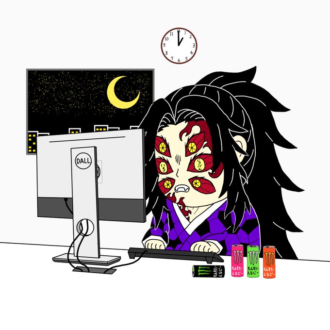 戌dogさんがTwitterに投稿した黒死牟(鬼滅の刃)のイラスト。