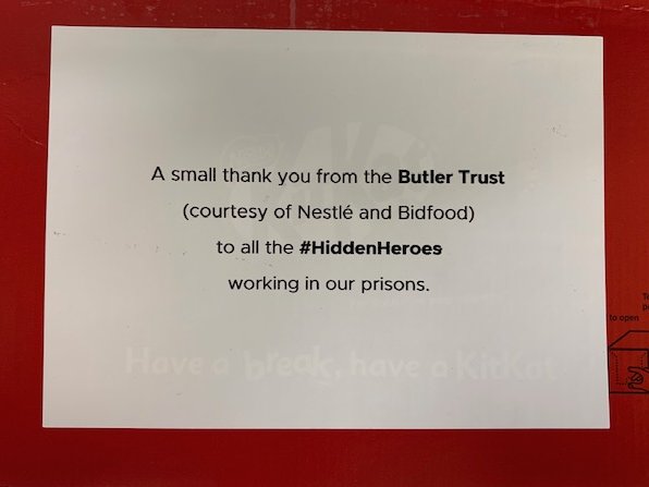 Thank you @Butlertrust for the delivery of our chocolatey treat.  A very nice gesture indeed. @nestle @bidfood #hiddenheroes