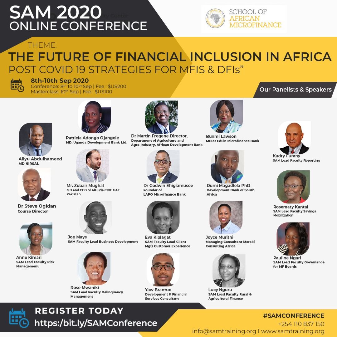 SAMtraining11's tweet photo. We are pleased to announce our guest speakers, panelists  and facilitators for the SAM 2020 Online Conference.

Registration is ongoing through: https://t.co/VrvjCcJ85g

For more information contact: info@samtraining.org or visit: https://t.co/gi3qbodALc

#SAM2020 #SAMCONFERENCE https://t.co/ckInybdtqn
