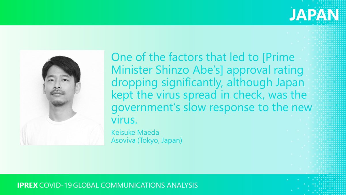 IPREX_Global's tweet photo. Although Japanese culture rather than mandatory lock downs kept #COVID19 in check approval of PM Shinzo Abe fell. #IPREXpartner @asovivapr shows how closures/reopenings affected approval & disapproval ratings of the PM in our new #IPREXGLOBALREPORT https://t.co/mORLZCaVMp https://t.co/TPa4beuca5