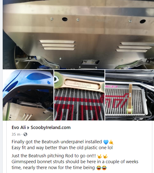 Another happy #RAW customer! As we are the #Beatrush European supplier, here we have the rapid service for the #Subaru #GDB protective #aerodynamic aluminium light under panel and pitch rod.
facebook.com/photo/?fbid=29…