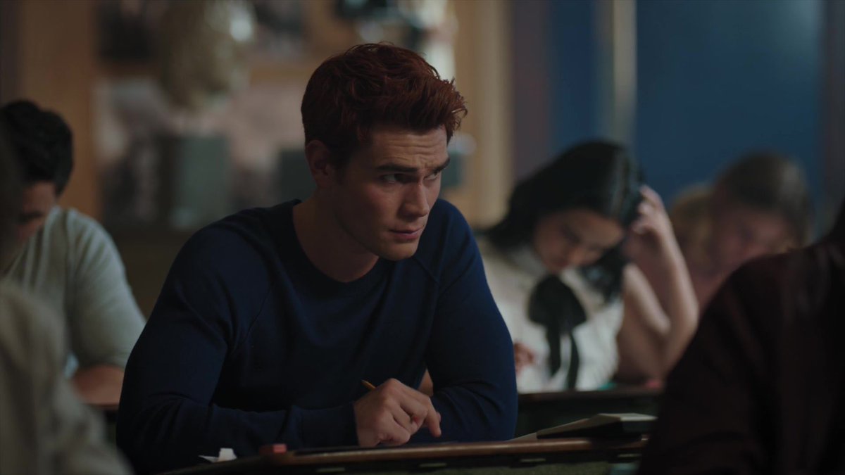 3x10I have no idea if Archie remembers his fever dreams, but he really can't take his eyes off of Betty.