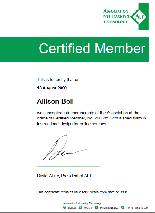 So pleased to receive this today - thanks <a href="/A_L_T/">ALT - alt.ac.uk</a>