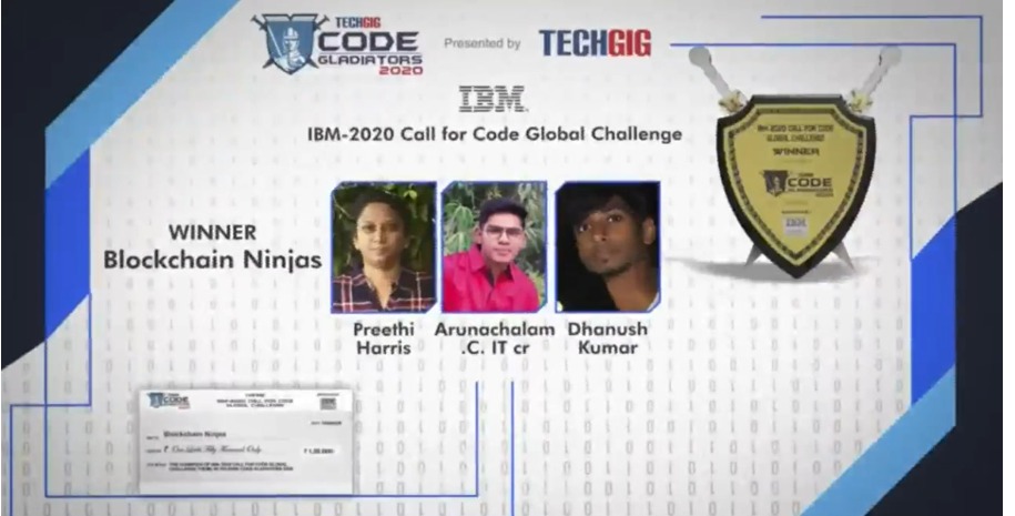 preeharris's tweet photo. Happy to win the #Techgig Code Gladiators 2020-Theme #Hackathon #CallForCode Global Challenge #CodeInQuarantine powered by @IBM Track #COVID19 https://t.co/53BFTIUsSh