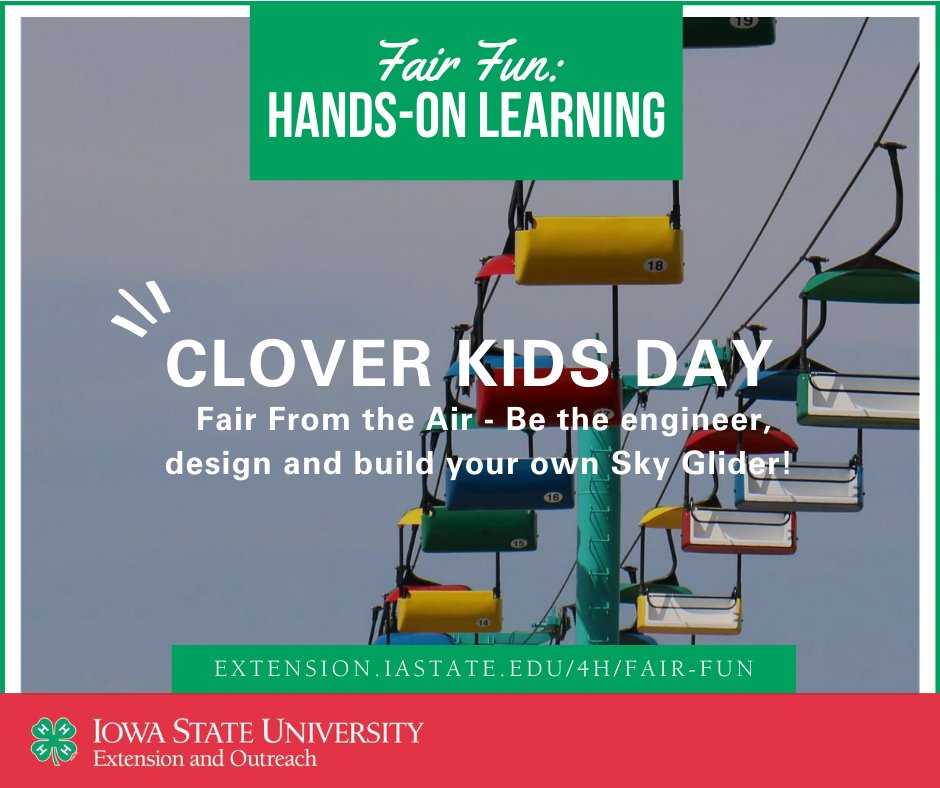 iowa4h's tweet photo. Thursday, August 13 - K-3 youth STEM challenge ⚙️🍀

Have you ever viewed the fair from the air? In today’s STEM challenge you will be the engineer, designing and building your own Sky Glider! 

➡️ For complete directions and additional activities, visit https://t.co/zYemizX4FV https://t.co/u02OtzgcKp