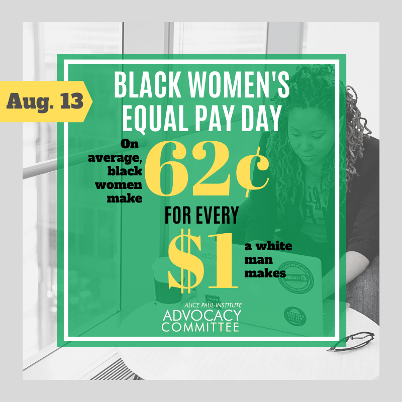 ERANowAPI's tweet image. Today is #BlackWomensEqualPayDay. Black cis women typically earn $0.62 cents for every dollar that a non-Hispanic white cis man makes, making TODAY the day a black woman would have to work until to earn the same as a white man earned in 2019. #ERANow  #PayEquality #PayBlackWomen