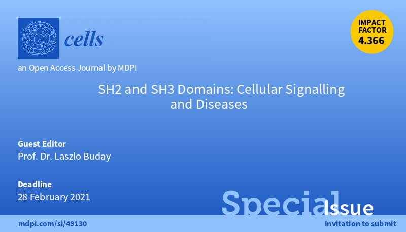 Cells_MDPI's tweet photo. The new #SpecialIssue: "SH2 and SH3 Domains: #CellularSignalling and Diseases" guest-edited by Prof. Dr. Laszlo Buday is open for #submissions (deadline: 28 February 2021).
https://t.co/6nP83pNJ1p
#enzymes #TyrosineKinases #molecularbiology #cellbiology #phosphorylation https://t.co/z7iMFO9ufz