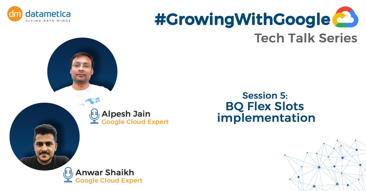 DatameticaBirds's tweet photo. Session 5 of our internal tech talk series #GrowingWithGoogle on BQ Flex Slots was hosted by our Google Cloud experts, Alpesh Jain and Anwar Shaikh .They both spoke about how they optimized BQ costs with a programmatic approach and chose from pricing models.
#GrowingWithGoogle https://t.co/pyJm5WGvNF