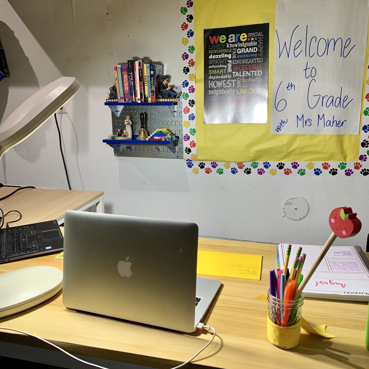 mrsmahercore's tweet photo. Year 14 🍎 Definitely looks different than all my other years. This will be my classroom on days when I work from home. 👩🏻‍🏫✏️📝📚🖌 @PrincipalCTMS @tustinusd https://t.co/zCrG0vrbhB