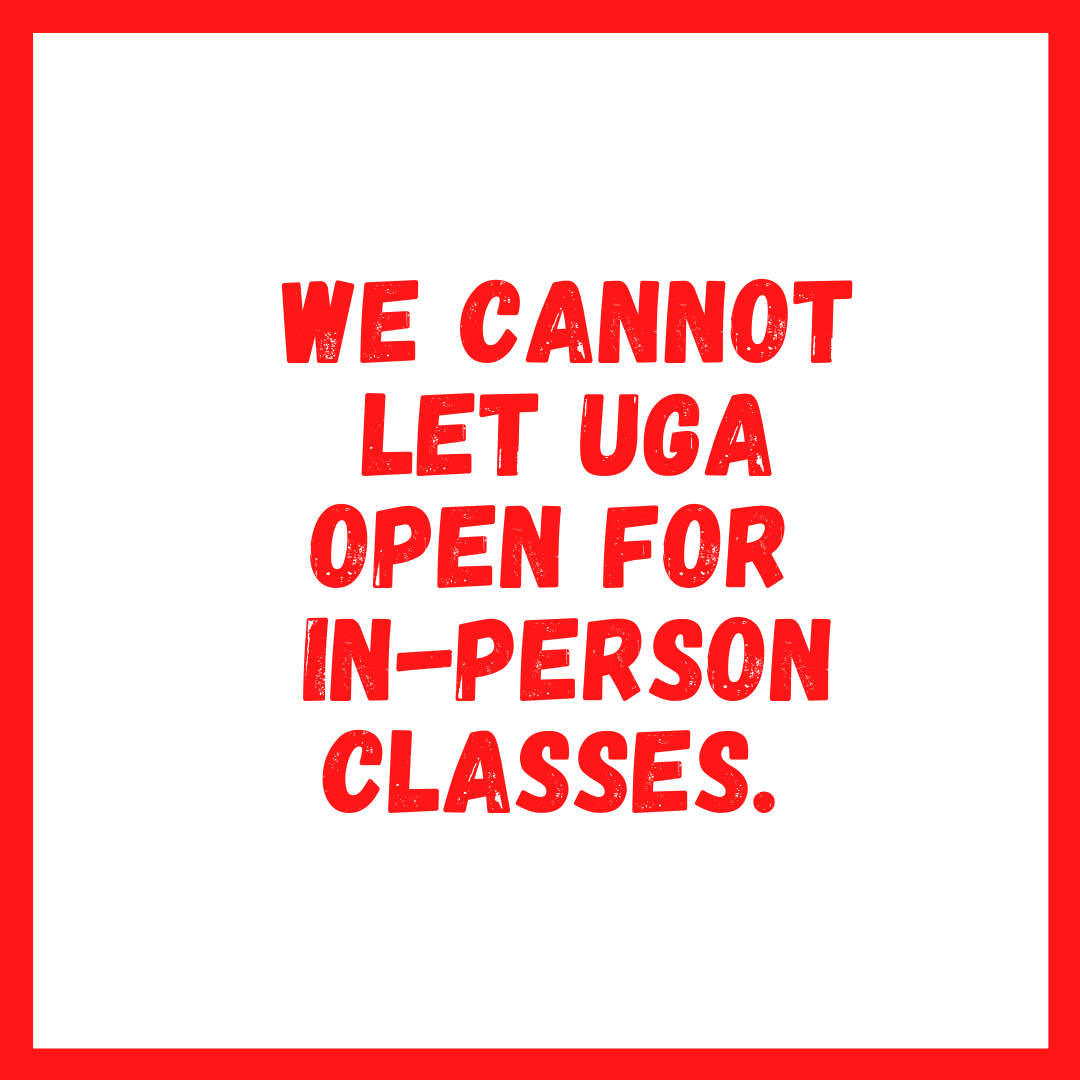 SickOutUGA's tweet photo. We are 1 week out on a ticking time bomb. The most responsible action we can take is to get tested, and refuse to come in person if we cannot confirm that we are negative. IF THEY CANNOT TEST US, THEY CANNOT REOPEN. #ShutDownUGA #nolayoffs #WaiveTheFee #sickout4publichealth https://t.co/4G5tbwC6w0