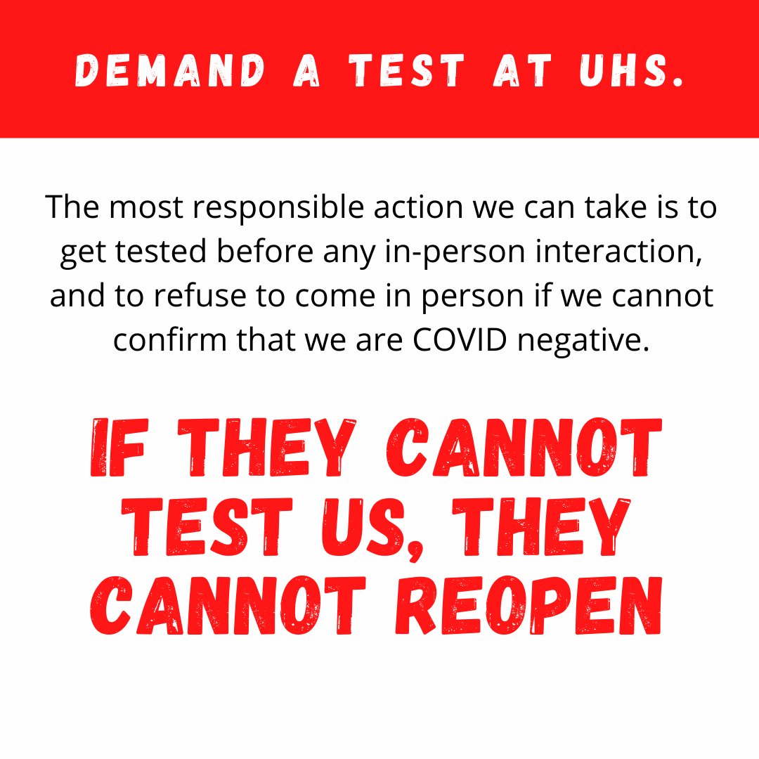 SickOutUGA's tweet photo. We are 1 week out on a ticking time bomb. The most responsible action we can take is to get tested, and refuse to come in person if we cannot confirm that we are negative. IF THEY CANNOT TEST US, THEY CANNOT REOPEN. #ShutDownUGA #nolayoffs #WaiveTheFee #sickout4publichealth https://t.co/4G5tbwC6w0