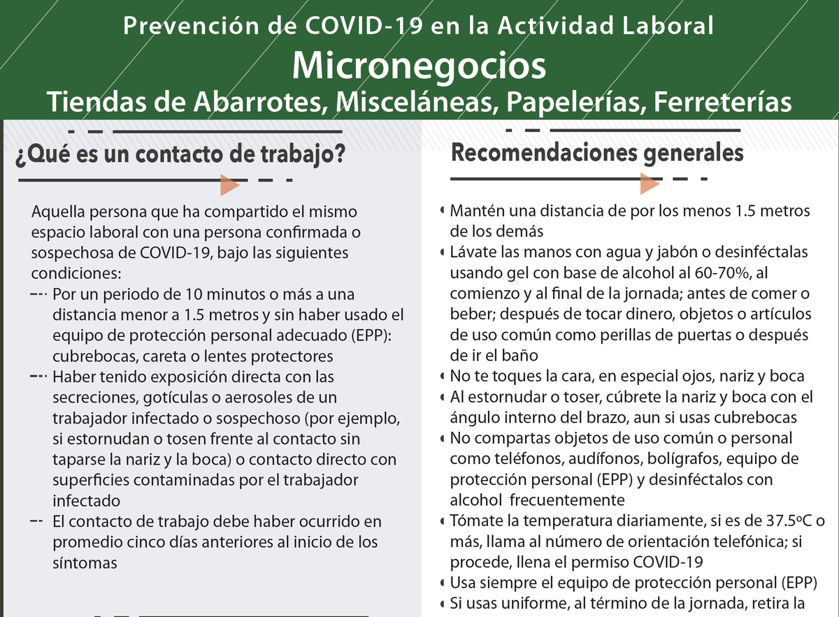 Consulta las fichas para la prevención del COVID 19 en la actividad laboral. nuevanormalidad.gob.mx  -> Documentos 
#SanoRetorno #NuevaNormalidad