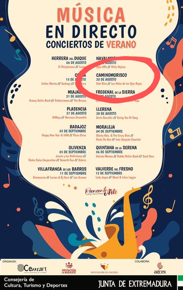 ¡Vamos a Las Hurdes!
El 20 de agosto con Los Niños de los Ojos Rojos en Caminomorisco.
<a href="/Junta_Ex/">Junta de Extremadura</a> 
<a href="/DiputacionCC/">DiputacionCC</a> 
#lashurdes
#musicaenvivo