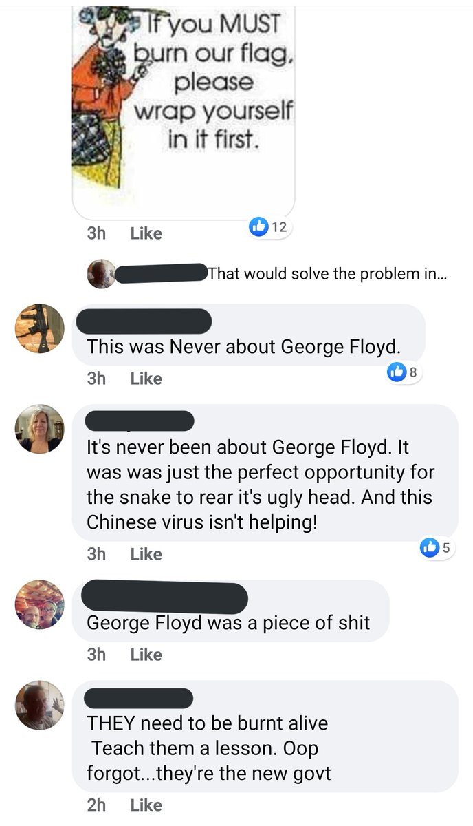 There are lots of calls for violence and death of protesters, both implicit and explicit.