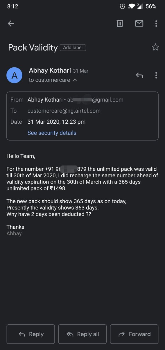 abhay289's tweet photo. @airtelindia @Airtel_Presence : I have always believed that your words and actions have to match.
I just saw your big campaign of ZERO questions and complaints ...but a simple question that I asked was put to deaf ears by an automated response and nothing more! https://t.co/Ni3rgK4q3m