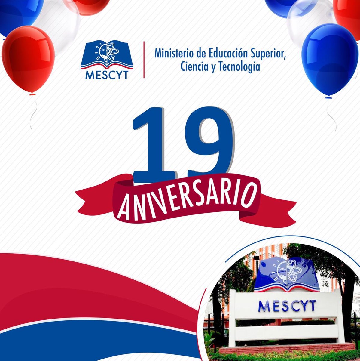 Con destacables logros y retos, celebramos hoy nuestro 19º Aniversario, en el podemos referirnos con satisfacción, al fortalecimiento del Sistema de Educación Superior Dominicano. 

Conoce más en nuestro Informe  de Gestión, disponible en: mescyt.gob.do 

1️⃣9️⃣ 🎉🎈🎊
