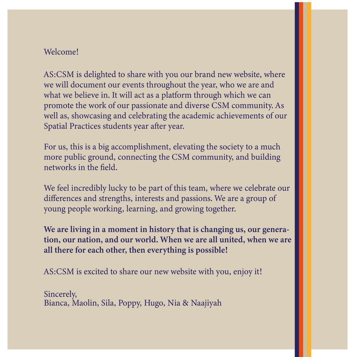 ASCSM_'s tweet image. Our website is now LIVE! 

This is for you, made by us, with so much love, and we are so excited to for you to see it! 

csmarchitecturesociety.com