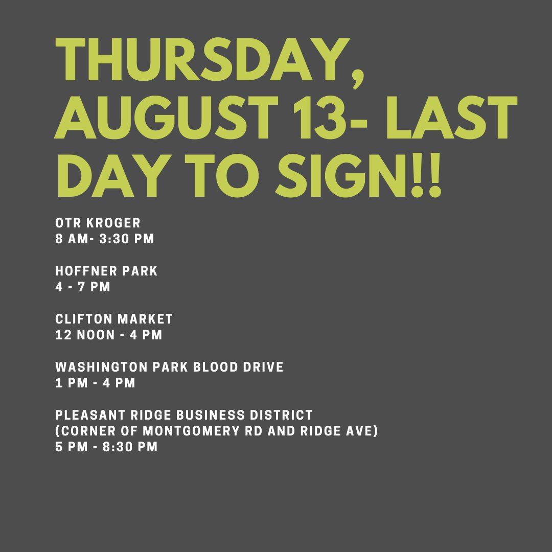 Today is the LAST DAY to sign the petition to include our proposed charter amendment on the November ballot in Cincinnati! We need your help- have you signed? Have your friends and family? We can do this, but only if we do it together. Visit psrecincinnati.org for more info.