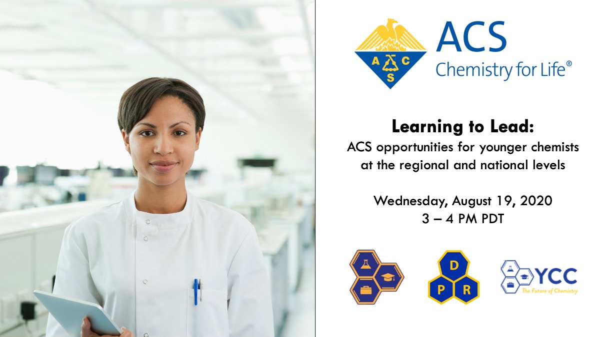 ACSPROF's tweet photo. On Wednesday, 8/19, you'll have a 2-hour timeslot with @ACSPROF's Younger Chemists subdivision and @ycc_acs. The 3-4 PM #networking session (led by the newly minted Dr. Katie Johnson) will be about #leadership opportunities for #ECRs in #chemistry! #ACSFall2020 #ChemPROF /8 https://t.co/hz5PF0Nkov