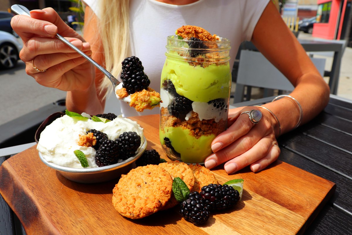 We know you'll want to take a bite out of our NEW Key Lime Pie &amp; Crushed Blackberry Mason Jar Dessert! Available starting tonight to enjoy in store or to take home 🤤