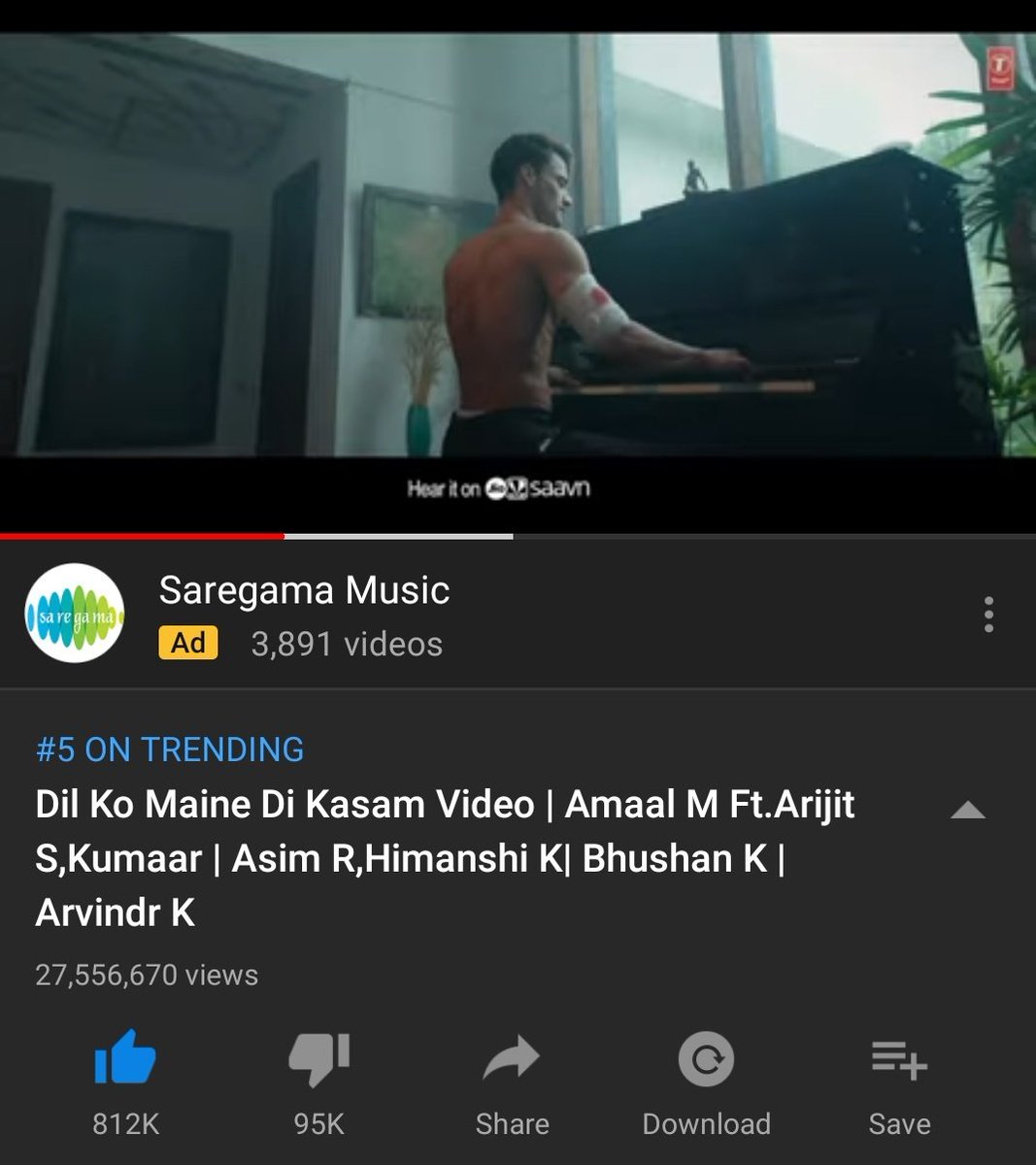 arshv07's tweet photo. Gys
27.5 million done .🔥
And speed badhao kam se kam #30million
Done karna hai kal tak ..
Now .
#views .- 27. 5 #Commnt. --. 154k
#Like.---812 k.
#AsimSquad #AsimRiyaz #DilKoMaineDiKasam @TSeries
#TSeries https://t.co/SK3rSfXNxF