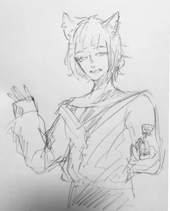 消しゴムなくて諦めラフ...おやすみ 