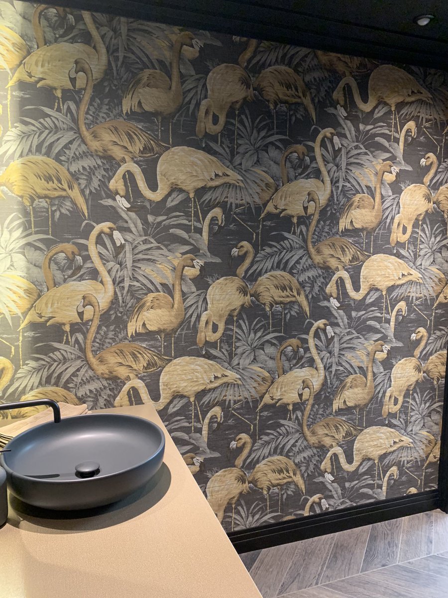 DBKitchens's tweet photo. Just finished decorating out showroom bathrooms with this amazing #arte #wallpaper #downstairsloo #interiordesign #interiordecor #interiordecorating #wallcovering 🦩🌱🐅🦒🦚🦜🦑🦥 https://t.co/mgfEGuR7MI