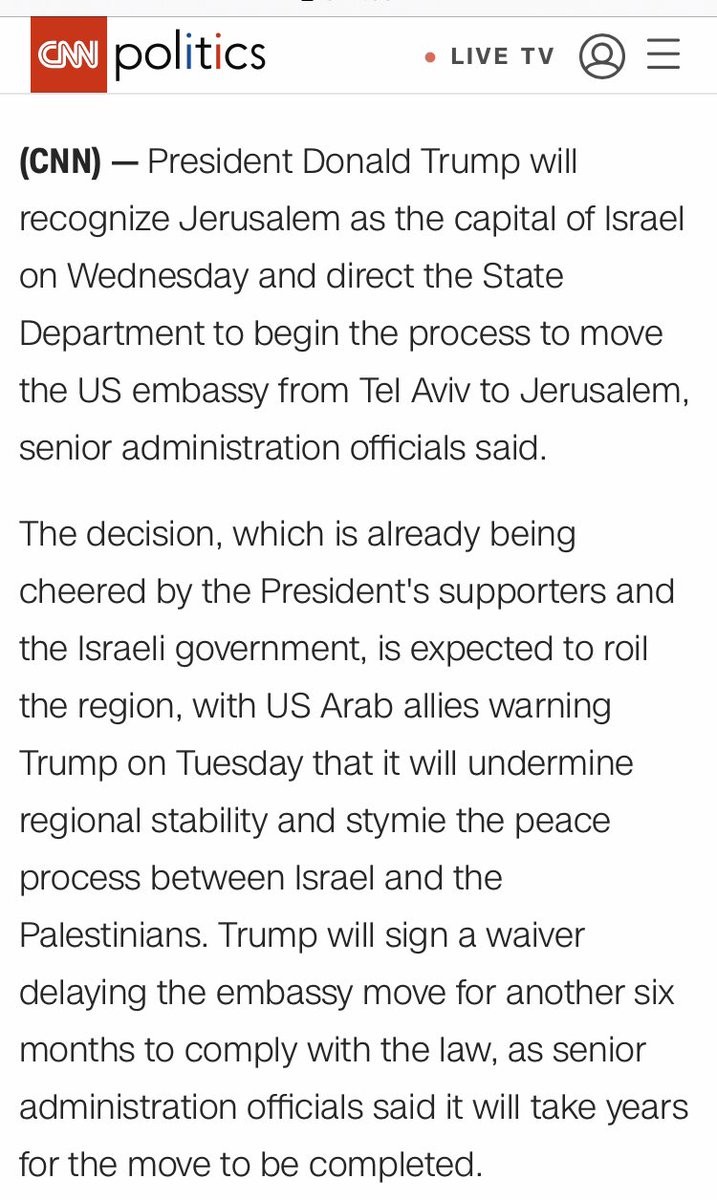 Here’s  @CNN saying the move will “roil the region” and “undermine regional stability,” which seem like hard predictions to defend in light of the events since.