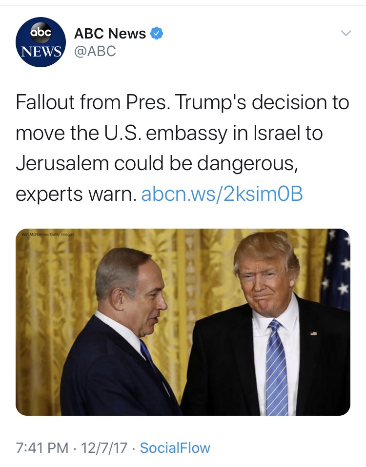  @ABC may want to check in with it’s experts who said the move was dangerous. This whole episode has been a phenomenal reminder that foreign policy “experts” - who’ve built a half century of American policy failure in the Middle East - aren’t worth much (more on that soon).