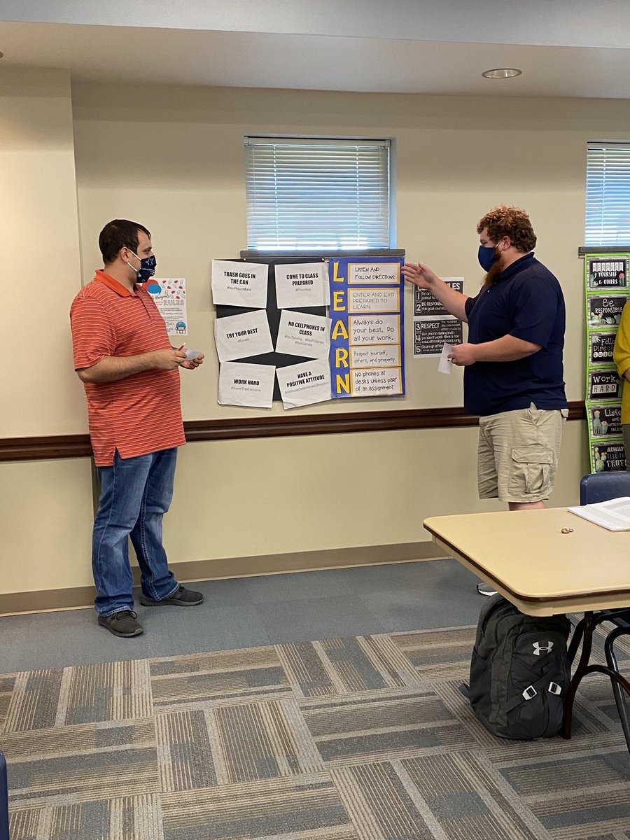 First-year teachers apply critical thinking skills as they evaluate examples of rules for the classroom. #mentoring #placetobe373