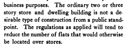 I find it refreshing how frank Whitten is about banning the classic shopfront with homes above we idolize today. He hates it, it's banned. I'm guessing the concern here is that allowing mixed use stores will promote race mixing in otherwise segregated areas.