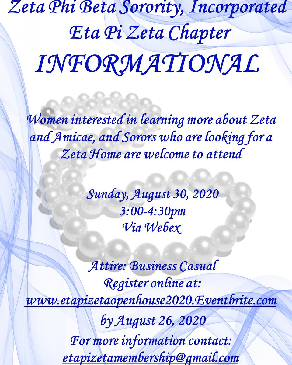 ZPhiB_EPZ's tweet photo. The date is August 30, from the comfort of your own home- join Eta Pi Zeta and learn more about our service in Montgomery County MarylandππΏ Register here: https://t.co/UUfcH5xhCN
#zetaphibeta #ZphiB
#etapizetachapter #mocozetas #montgomerycounty #D9 https://t.co/eeSvSYt75V