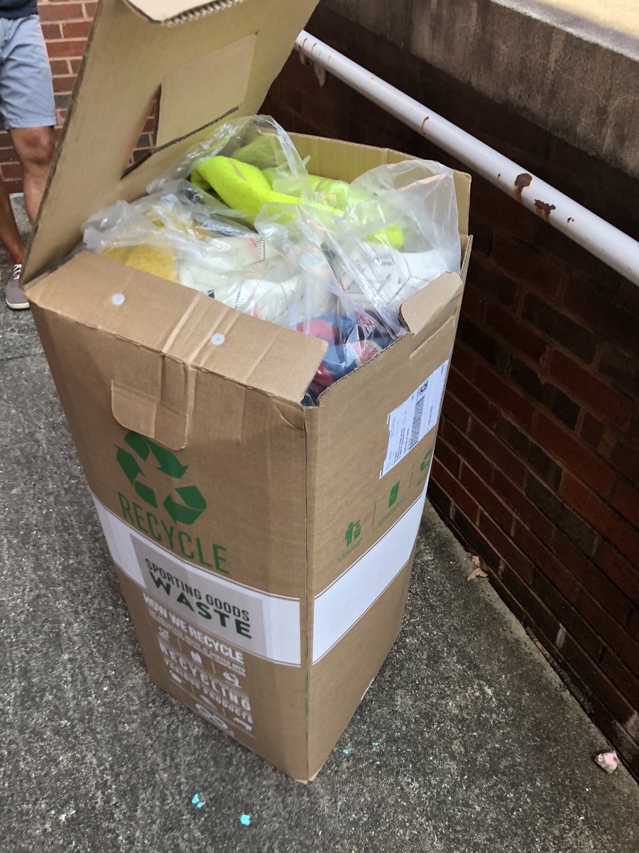 PlasticAlabama's tweet photo. Teachers are hard at work preparing for the 2020-21 school year, AND not polluting the earth. For PE, Coaches have ordered new equipment, &amp; put old equipment in the bin purchased by the PTO to send to @Terracycle to recycle the flattened balls &amp;broken jump ropes. Go Team! https://t.co/h8LLiikmVU