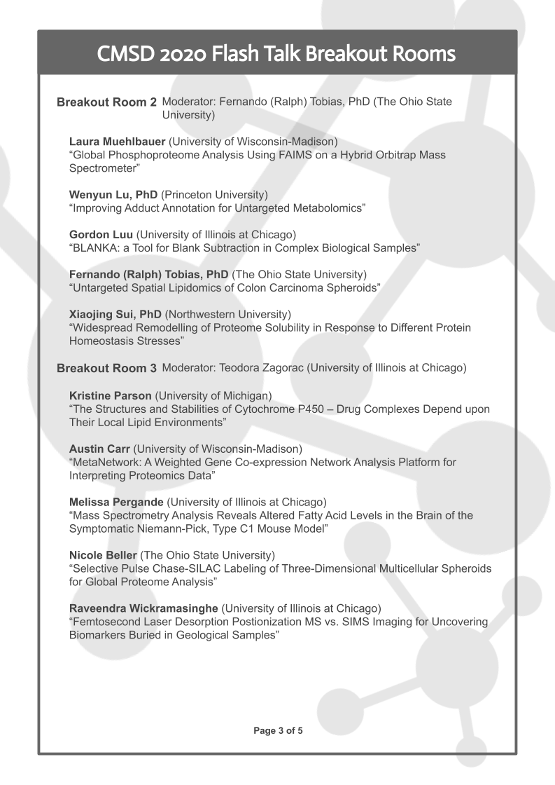 ChiMassSpecDay's tweet photo. Check out the final program CMSD 2020! We have a great group of presenters! Thank you for your participation! https://t.co/U3lucXaFPM