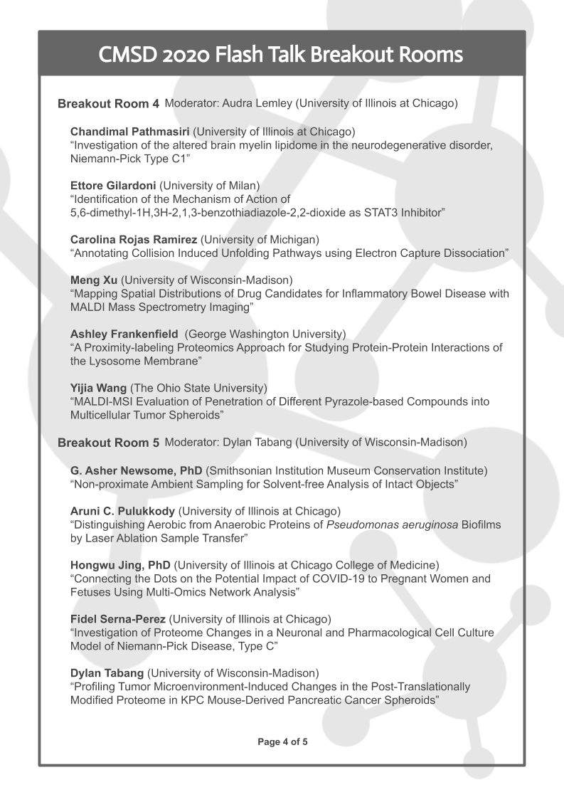 ChiMassSpecDay's tweet photo. Check out the final program CMSD 2020! We have a great group of presenters! Thank you for your participation! https://t.co/U3lucXaFPM