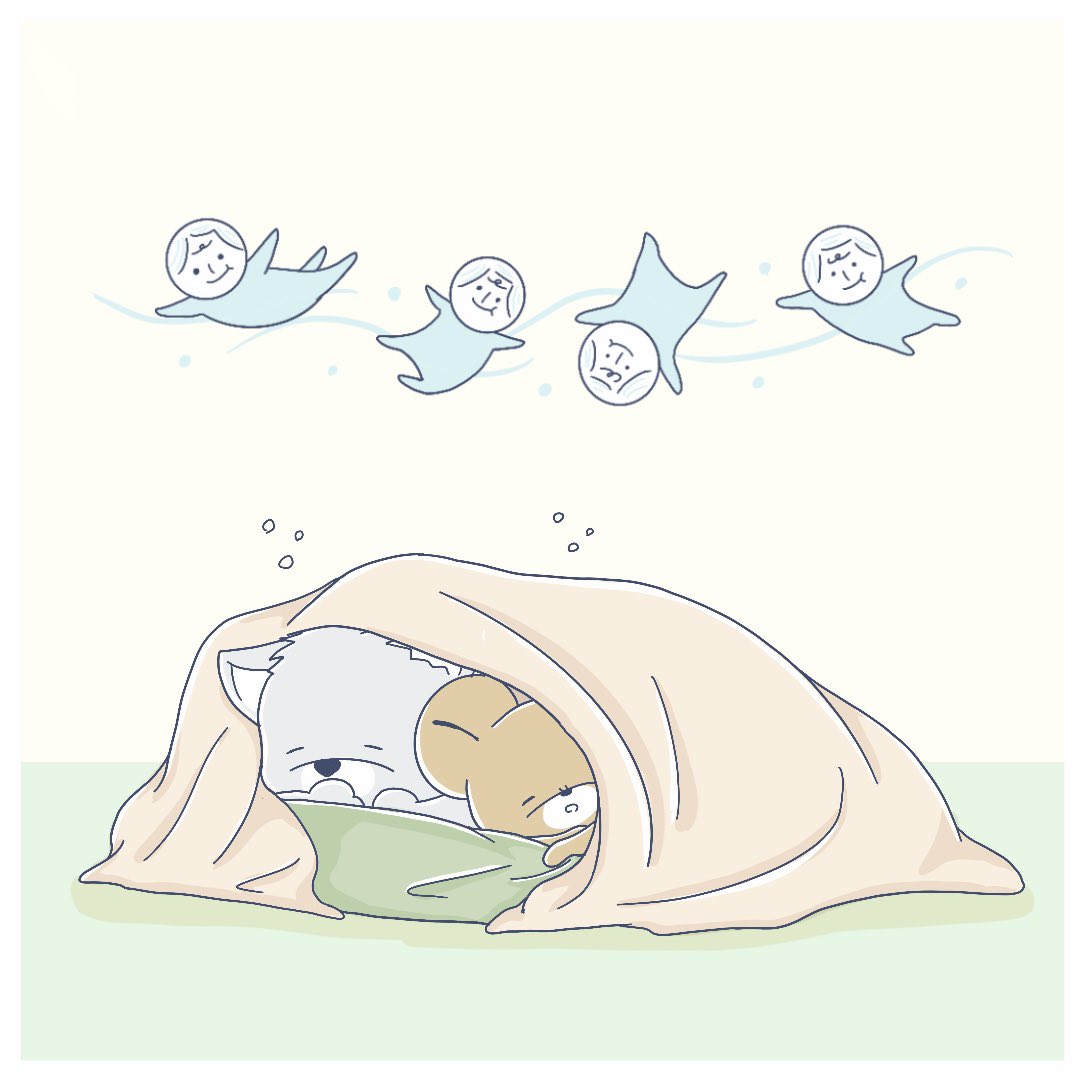 ジギー Sur Twitter 夏季休暇とお盆休みがないので せめて2匹にクーラーがんがんの中毛布にくるまるという幸せをプレゼントしました W お休みほしい オオカミとエゾクロちゃん イラスト 絵柄が好みって人にフォローされたい お絵かき 可愛い 動物