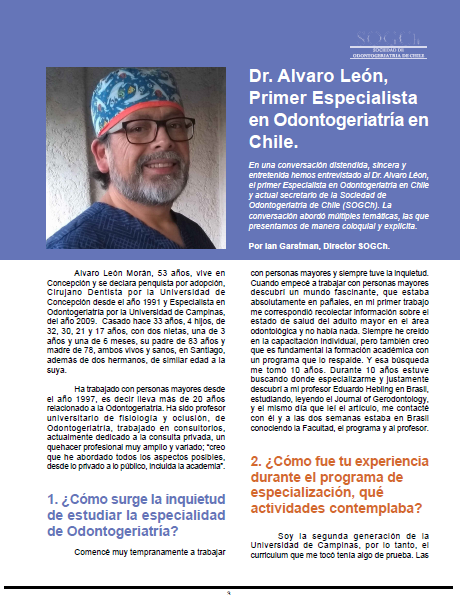 SOGCh2018's tweet photo. En el BOLETÍN ELECTRÓNICO DE LA @SOGCh2018  Nº 3, AGOSTO DE 2020, entrevistamos al Dr @alvaroleonmoran, primer odontólogo chileno especialista en Odontogeriatría. https://t.co/oZ5RNOpHkV