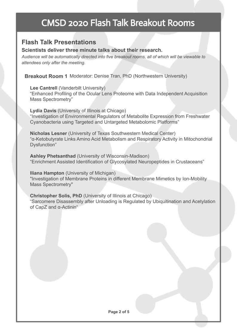 ChiMassSpecDay's tweet photo. Check out the final program CMSD 2020! We have a great group of presenters! Thank you for your participation! https://t.co/U3lucXaFPM
